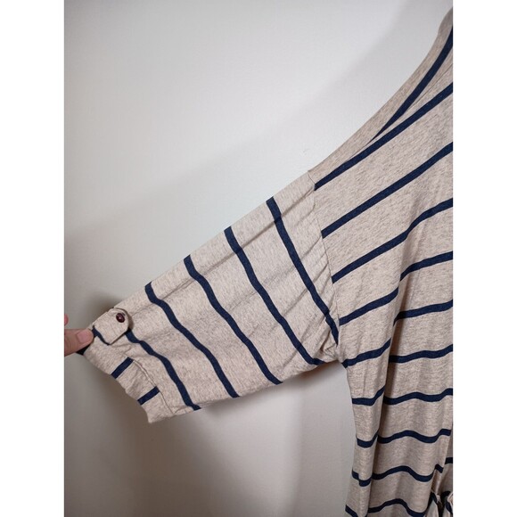 IC by Connie K Striped Tan Navy Pockets Drape Open Cardigan Lagenlook Size XL - Picture 4 of 7
